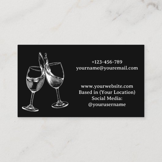 Professioneel Vrouw Bartender Zwart en Wit Visitekaartje (Achterkant)