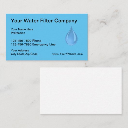 Professioneel waterfilter visitekaartje (Voorkant / Achterkant)