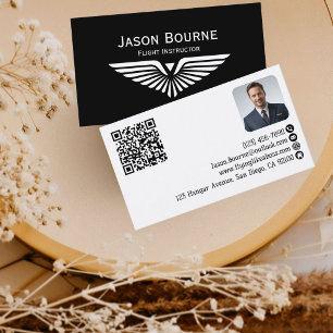 Professioneel Werknemersfoto QR-code Airline Piloo Visitekaartje