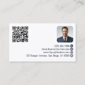 Professioneel werknemersfoto QR-code blauw luchtva Visitekaartje (Achterkant)