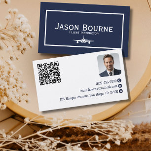 Professioneel Werknemersfoto QR-code Blauw Vliegen Visitekaartje