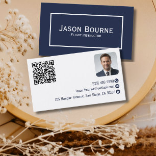 Professioneel Werknemersfoto QR-code Blauw Vliegwe Visitekaartje