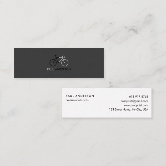 Professioneel Wielrenner Zwart & Wit Minimalistisc Mini Visitekaartje (Voorkant / Achterkant)