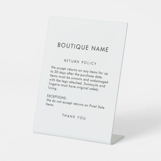 Professioneel Winkel Retourbeleid Reclamebord Met Voetstuk (Voorkant)