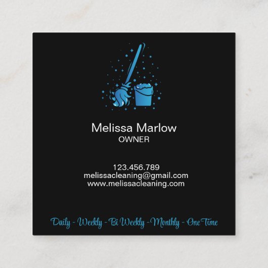 Professioneel winkelen schoonmaken Maid Housekeepi Vierkante Visitekaartje (Achterkant)