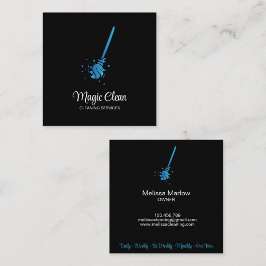 Professioneel winkelen schoonmaken Maid Housekeepi Vierkante Visitekaartje (Voorkant / Achterkant)