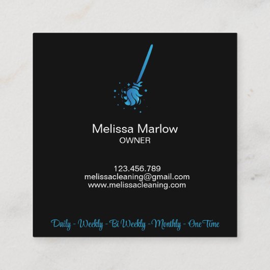Professioneel winkelen schoonmaken Maid Housekeepi Vierkante Visitekaartje (Achterkant)