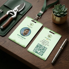 Professioneel Wit en Groen Tuinonderhoud Badge