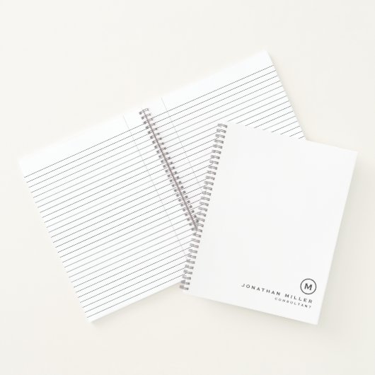 Professioneel wit grijs monogram notitieboek (Binnen)