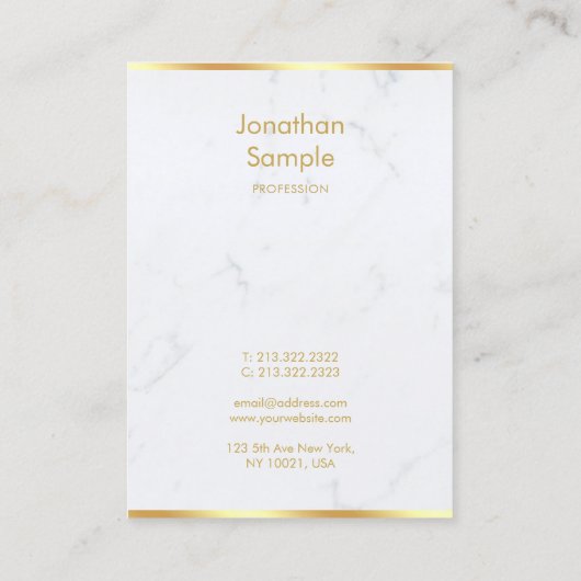 Professioneel Wit Marmer Goud Handgeschreven Scrip Visitekaartje (Achterkant)