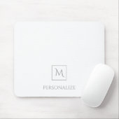 Professioneel wit met eenvoudige grijze monogram muismat (Met muis)