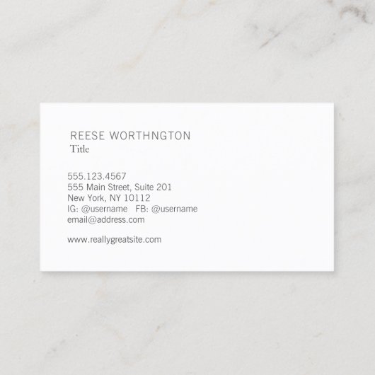 Professioneel wit modern visitekaartje (Achterkant)