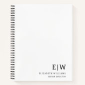 Professioneel Wit Monogram Beginletter Bedrijfslev Notitieboek (Voorkant)