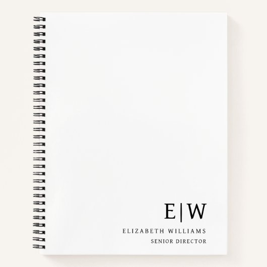 Professioneel wit monogram initiaal voor bedrijven notitieboek (Voorkant)