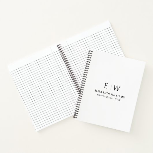 Professioneel Wit Monogram Zakelijk Initiaal Notitieboek (Binnen)