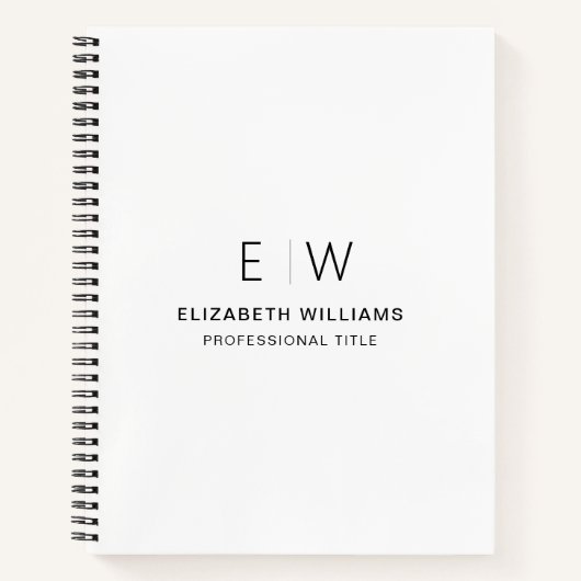 Professioneel Wit Monogram Zakelijk Initiaal Notitieboek (Voorkant)