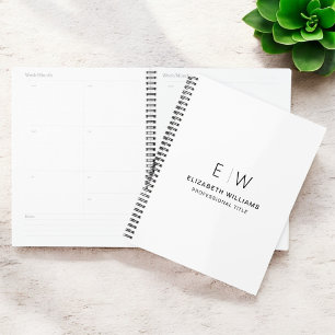 Professioneel Wit Monogram Zakelijk Initiaal Planner