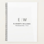 Professioneel Wit Monogram Zakelijk Initiaal Planner (Voorkant)