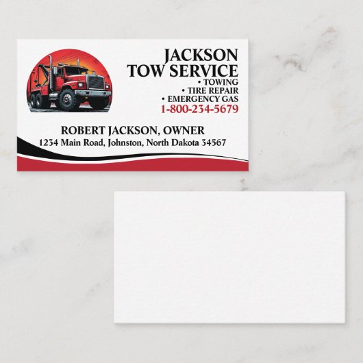 Professioneel Wrecker Tow Service Visitekaartje (Voorkant / Achterkant)