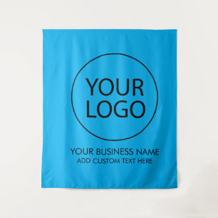 Professioneel Zakelijk Logo en Tekst Bedrijf Blauw Wandkleed