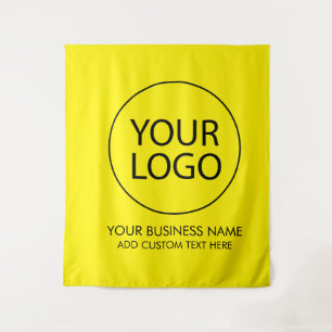 Professioneel zakelijk logo en tekst bedrijf geel wandkleed