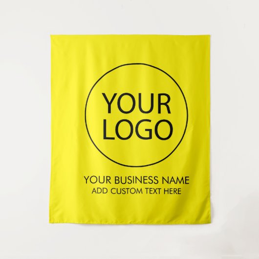 Professioneel zakelijk logo en tekst bedrijf geel wandkleed (Voorkant)