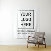 Professioneel zakelijk logo en tekst bedrijf wit wandkleed (In situ)