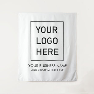 Professioneel zakelijk logo en tekst bedrijf wit wandkleed