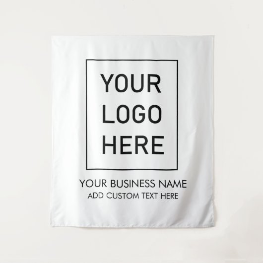 Professioneel zakelijk logo en tekst bedrijf wit wandkleed (Voorkant)