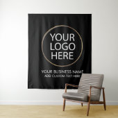 Professioneel Zakelijk Logo & Tekst Bedrijf Zwart Wandkleed (In situ)