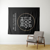 Professioneel Zakelijk Logo & Tekst Bedrijf Zwart Wandkleed (In Situ (horizontaal))