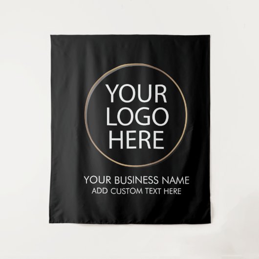 Professioneel Zakelijk Logo & Tekst Bedrijf Zwart Wandkleed (Voorkant)