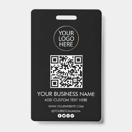 Professioneel Zakelijk Logo & Tekst Bedrijfs QR-co Badge (Voorzijde)