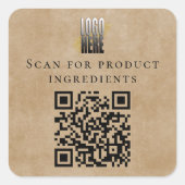 Professioneel Zakelijk QR Code Logo Ingrediëntenli Vierkante Sticker (Voorkant)