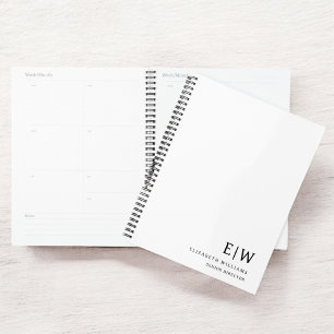 Professioneel Zakelijk Wit Monogram Initiaal Planner