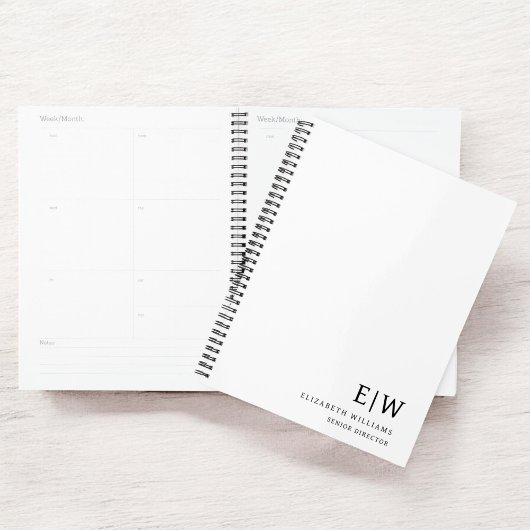 Professioneel Zakelijk Wit Monogram Initiaal Planner