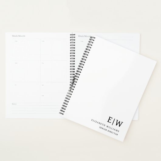 Professioneel Zakelijk Wit Monogram Initiaal Planner