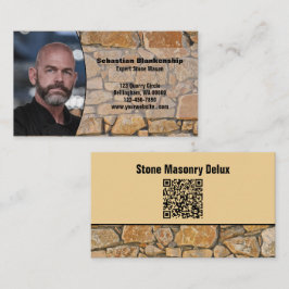 Professioneel Zakelijke Foto Stenen Muur & QR Code Visitekaartje