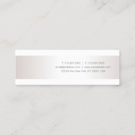 Professioneel, zilveren vormig design mini visitekaartje (Achterkant)