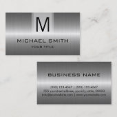 Professioneel, zilverkleurloos staal, monogram visitekaartje (Voorkant / Achterkant)