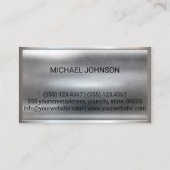 Professioneel, zilverkleurloos staal visitekaartje (Achterkant)