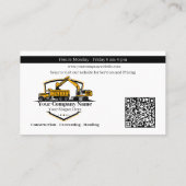 Professioneel Zwaar Materiaalbouwbedrijf Visitekaartje (Achterkant)