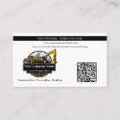 Professioneel Zwaar Materiaalbouwbedrijf Visitekaartje (Achterkant)