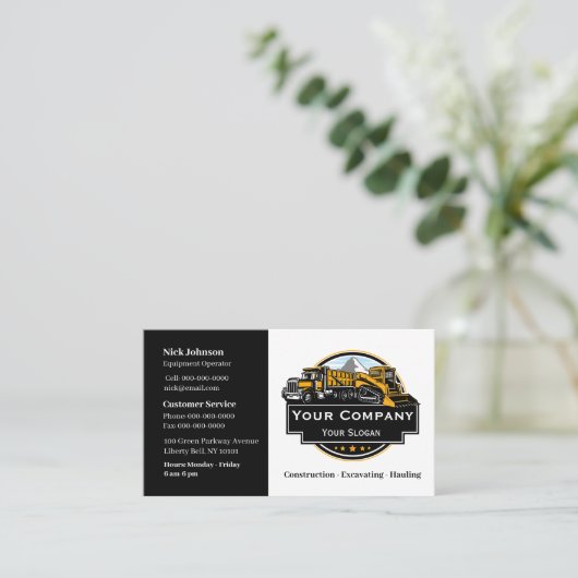 Professioneel Zwaar Materiaalbouwbedrijf Visitekaartje (Staand voorkant)