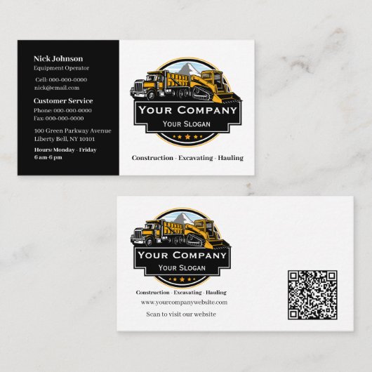 Professioneel Zwaar Materiaalbouwbedrijf Visitekaartje (Voorkant / Achterkant)