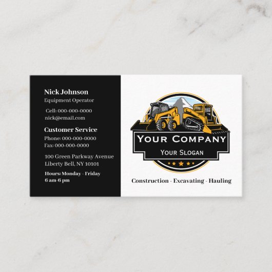 Professioneel Zwaar Materiaalbouwbedrijf Visitekaartje (Voorkant)