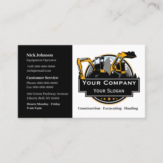 Professioneel Zwaar Materiaalbouwbedrijf Visitekaartje (Voorkant)