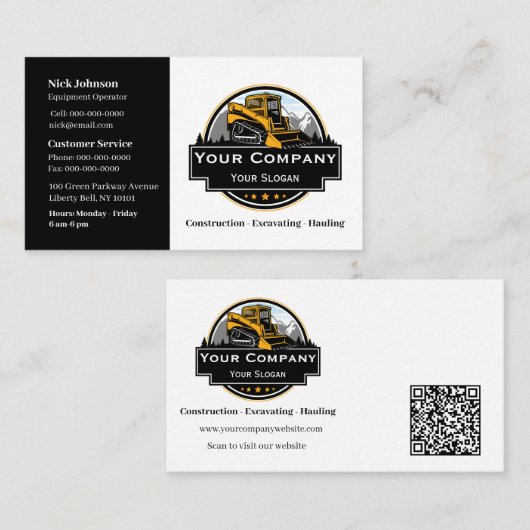 Professioneel Zwaar Materiaalbouwbedrijf Visitekaartje (Voorkant / Achterkant)