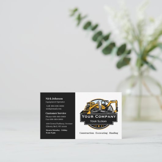 Professioneel Zwaar Materiaalbouwbedrijf Visitekaartje (Staand voorkant)