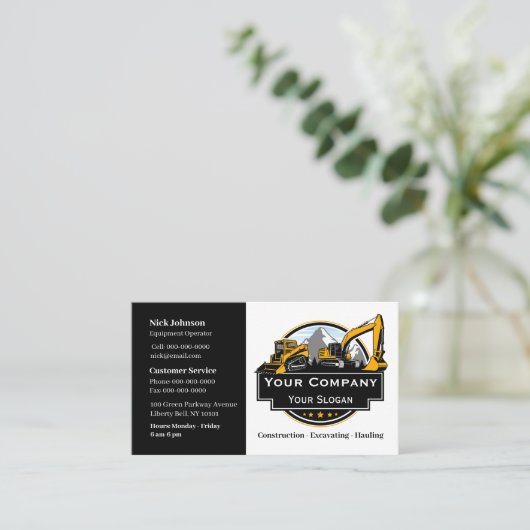 Professioneel Zwaar Materiaalbouwbedrijf Visitekaartje (Staand voorkant)